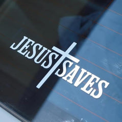 Jesus Saves Sticker 7x4 – Christian Jesus Sticker for Car, Laptop, Water Bottle – Waterproof Vinyl Religious Decal, Faith Gift Die Cut Vinyl Decal