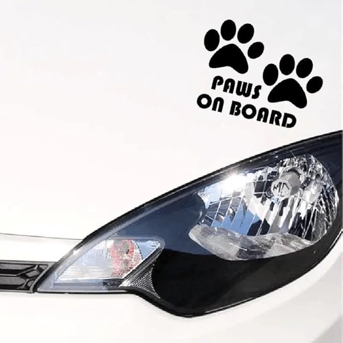 MAKTEM Paws on Board Car Vinyl Sticker, Die Cut Vinyl Decal