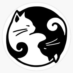 Black And White Cat Ying   Die Cut Vinyl Decal