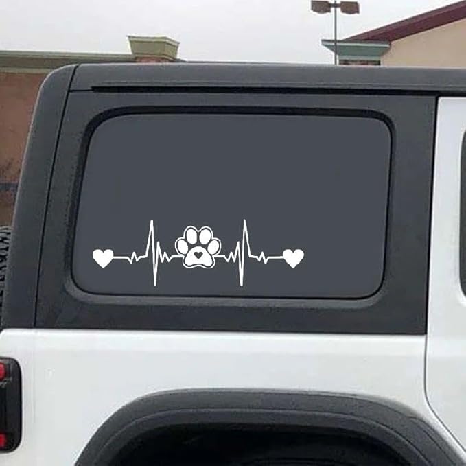 MAKTEM Paw Print Heartbeat, Die Cut Vinyl Decal