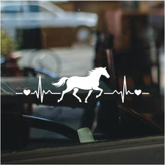 Horse Riding Heartbeat Decal Running Love Vinyl Sticker for Car Laptop Window Tumbler Water Bottle Bumper Gift for Horse Riders Die Cut Vinyl Decal
