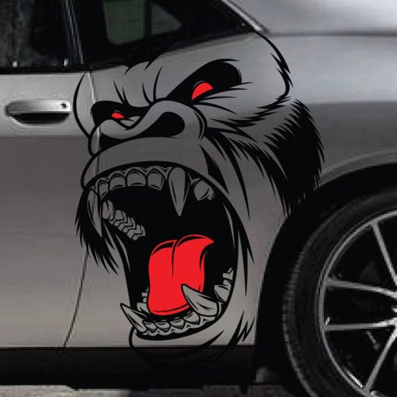 Large Ferocious Gorilla Head Pattern Car Decal  SUV Side Cool Animal Hood Door Car  Die Cut Vinyl Decal