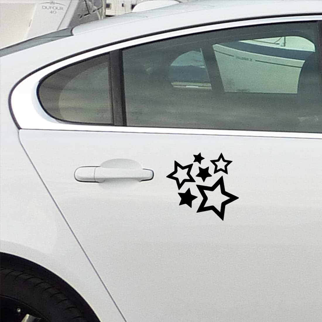 Simple Full Star 2 (Black) (Set of 2) Premium Waterproof Vinyl Decal Stickers for Laptop Phone Accessory Helmet Window Bumper Mug Tuber Door Wall Decoration Die Cut Vinyl Decal