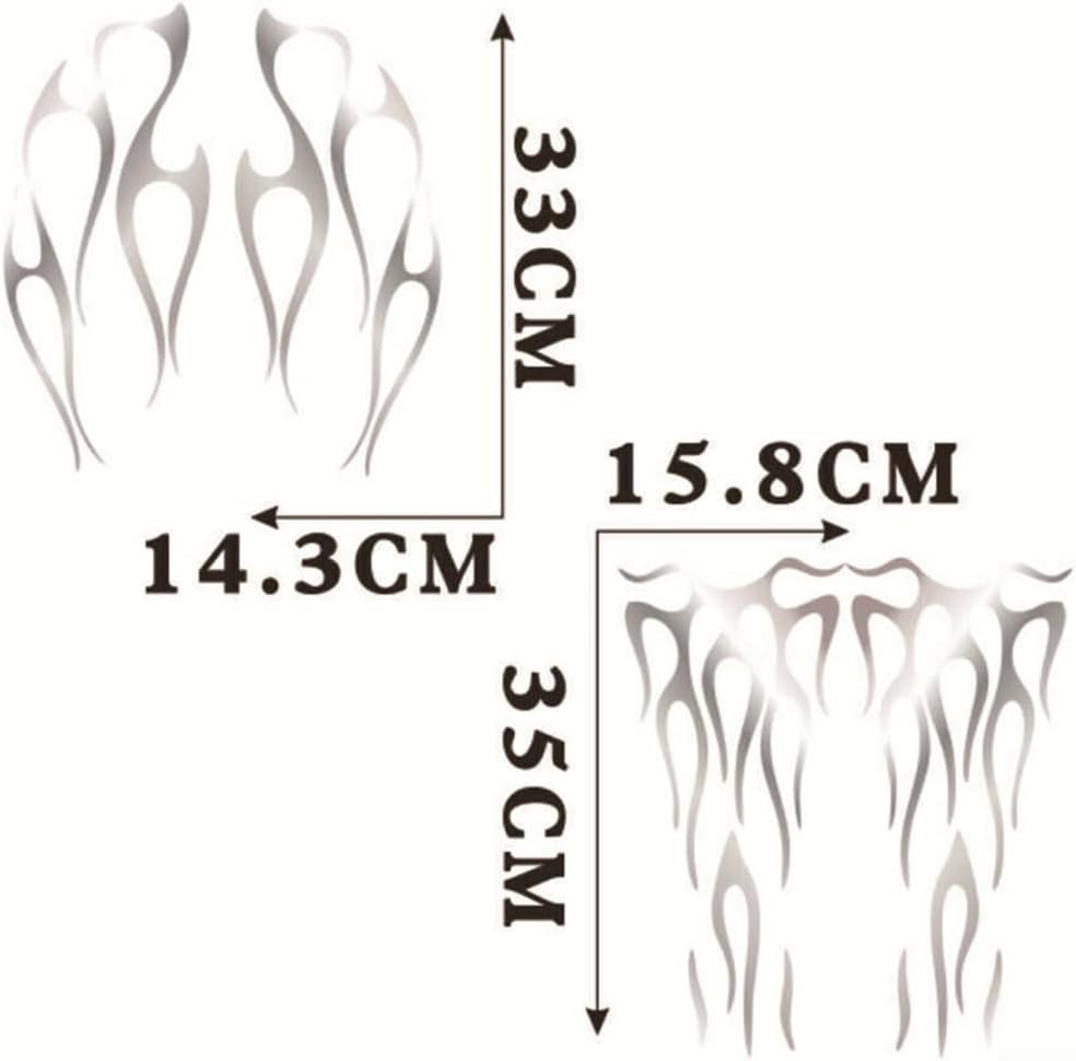 Decal Automotive Matte Silver Motorcycle Flame Decal Kit for Fuel Tank and Fender Decals Matte Silver  Die Cut Vinyl Decal