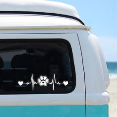 MAKTEM Paw Print Heartbeat Vinyl Car Decal, Die Cut Vinyl Decal