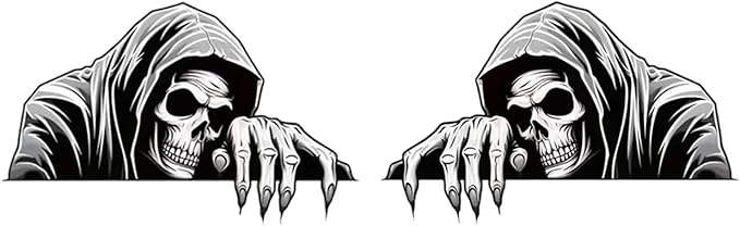 Decorative Stickers Cartoon Skull Car Mirror Decal, Die Cut Vinyl Decal