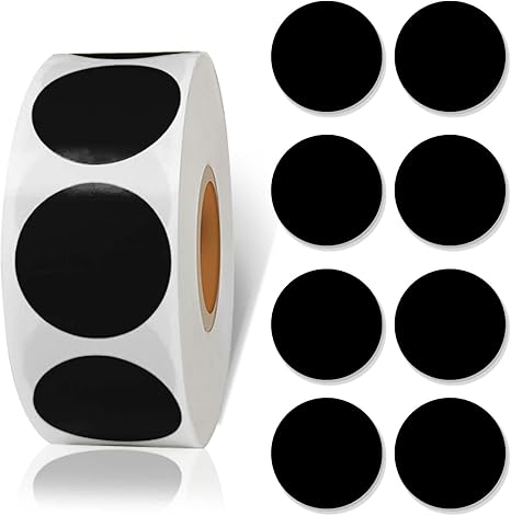 Starboling 800Pcs 1 Inch Black Round Color Coding, Die Cut Vinyl Decal