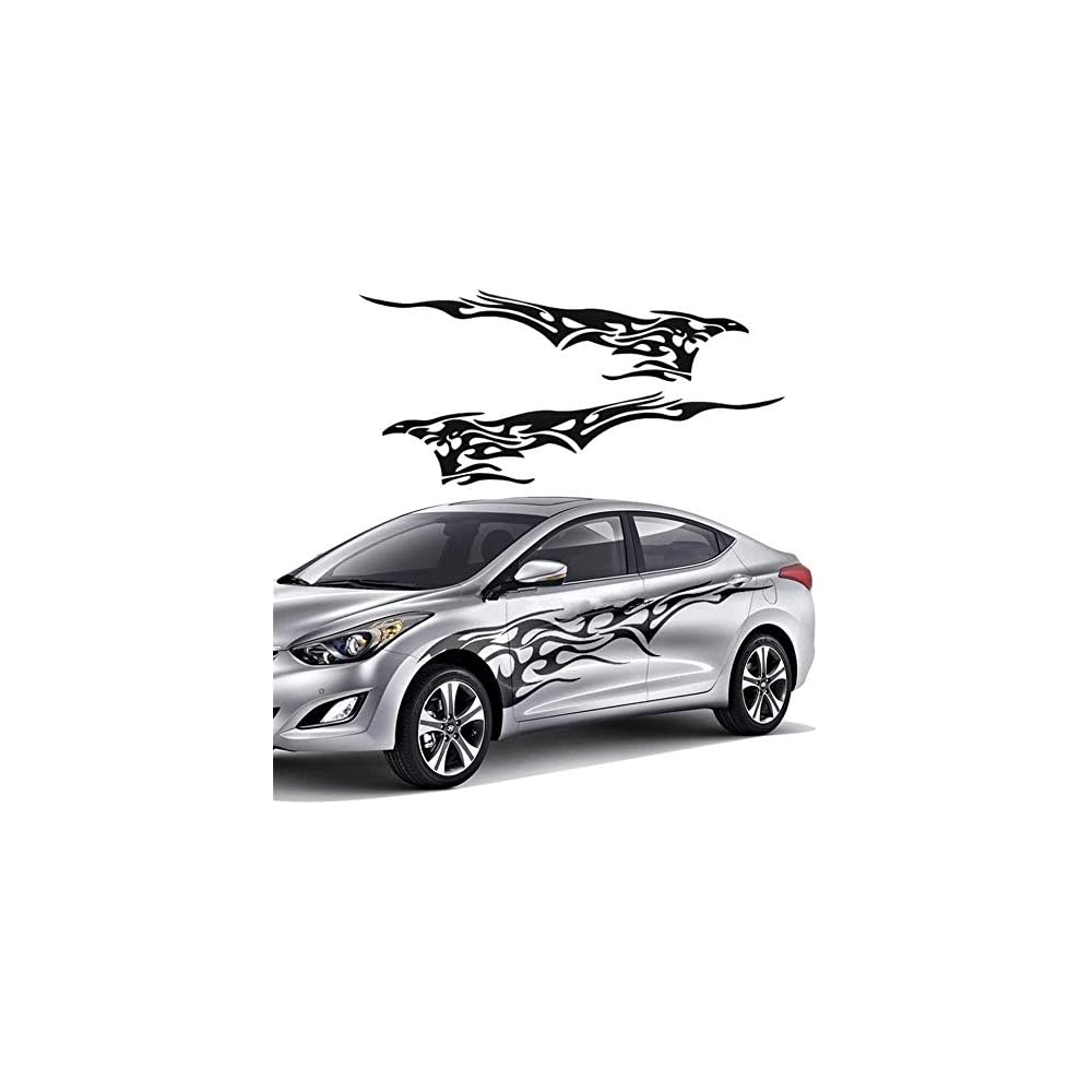 Cool Car Stickers for Men, Large Car Body Stickers, Black Flame Graphics Car Decals Sticker Die Cut Vinyl Decal