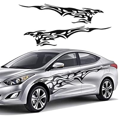 Cool Car Stickers for Men, Large Car Body Stickers, Black Flame Graphics Car Decals Sticker Die Cut Vinyl Decal