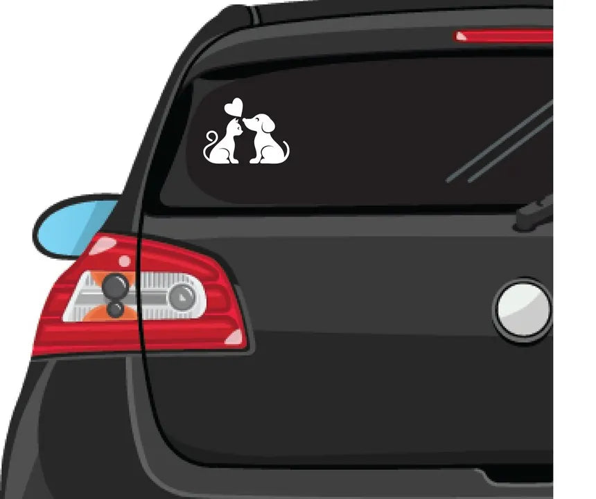 Cat and Dog Love Decal Vinyl Die Cut Vinyl Decal
