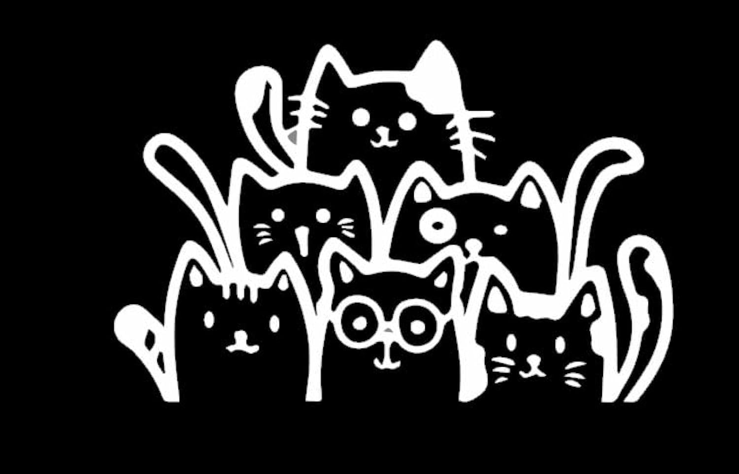 Peeking Cats Window Vehicle  Cute 6 Cats JDM Vinyl for Car Accessory, Window Side Bumper Trunk (White)  Die Cut Vinyl Decal