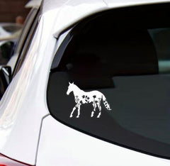 MAKTEM Horse White Silhouette in Motion Car Decal with Floral Design, Cowboys Western Iconic  Die Cut Vinyl Decal
