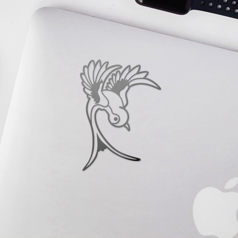 Decal Stickers of Sparrow Bird (Metallic Silver) (Set of 2) Premium Waterproof Vinyl Decal Stickers for Laptop Phone Accessory Helmet Die Cut Vinyl Decal