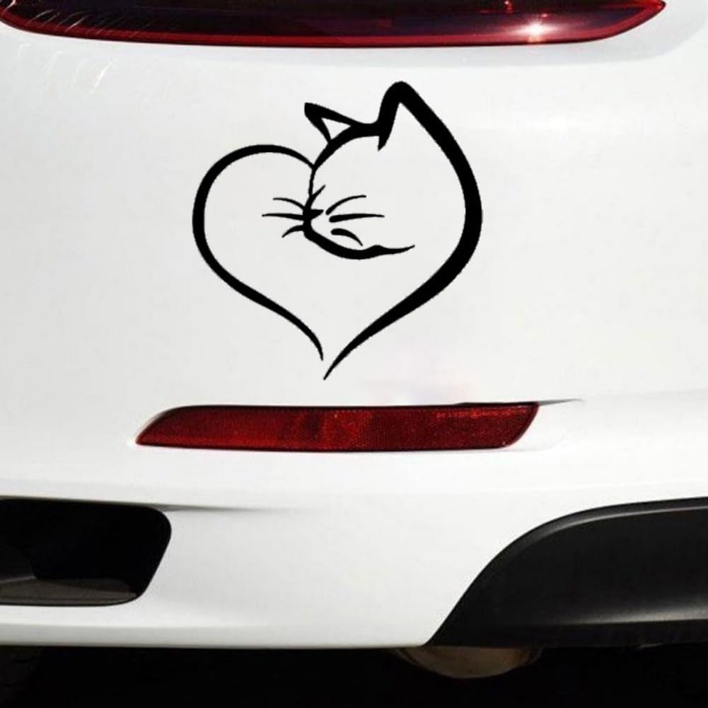 Cat in a Heart Sharp Car  Die Cut Vinyl Decal