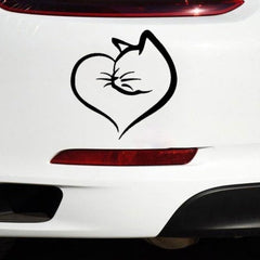 Cat in a Heart Sharp Car  Die Cut Vinyl Decal
