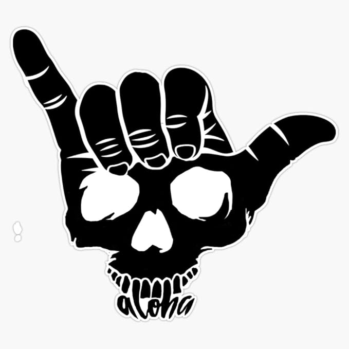 Shaka Skull Vinyl Sticker Die Cut Vinyl Decal