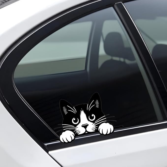 Peeking Cat Car Stickers, Die Cut Vinyl Decal