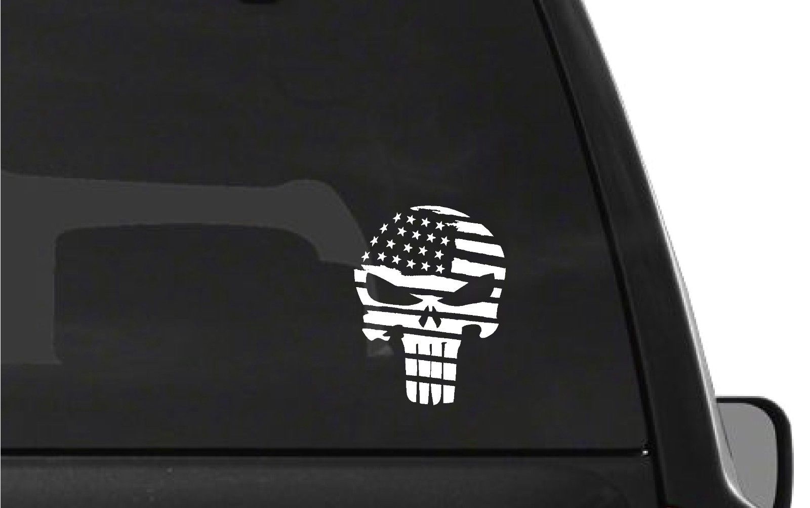 The Punisher Skull Distressed American Flag Vinyl Die Cut Vinyl Decal/ Bumper For Windows, Cars, Trucks, Laptops, Etc.