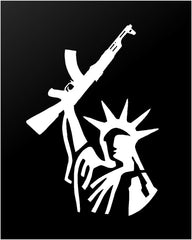 Statue of Liberty with AK Rifle Gun Rights Vinyl Die Cut Vinyl Decal/ Bumper For Windows, Cars, Trucks, Laptops, Etc.