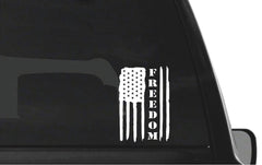 Distressed  American Freedom Flag Vinyl Die Cut Vinyl Decal/ Bumper For Windows, Cars, Trucks, Laptops, Etc.