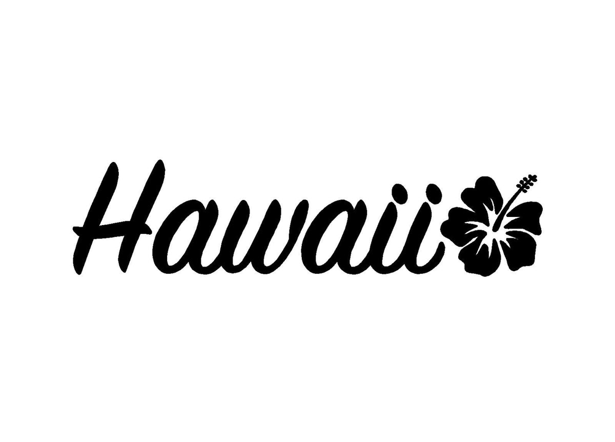 Hawaii Hibiscus Vinyl Die Cut Vinyl Decal/ Bumper For Windows, Cars, Trucks, Laptops, Etc.
