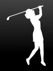Lady Golfer Vinyl Die Cut Vinyl Decal/ Bumper For Windows, Cars, Trucks, Laptops, Etc.