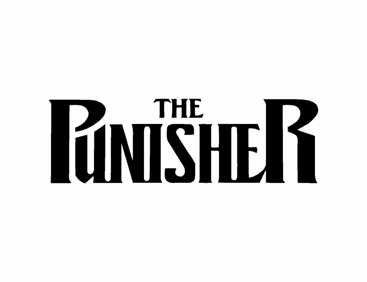 The Punisher Comic Book Letters Car Truck Window Laptop Vinyl Die Cut Vinyl Decal/ Bumper For Windows, Cars, Trucks, Laptops, Etc.