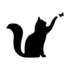 Cat catching butterfly Vinyl Die Cut Vinyl Decal/ Bumper For Windows, Cars, Trucks, Laptops, Etc.