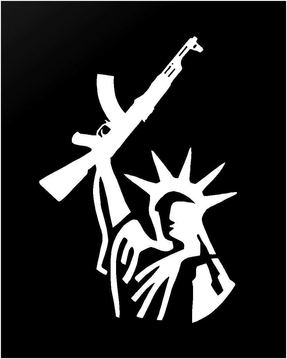 Statue of Liberty with AK Rifle Gun Rights Vinyl Die Cut Vinyl Decal/ Bumper For Windows, Cars, Trucks, Laptops, Etc.