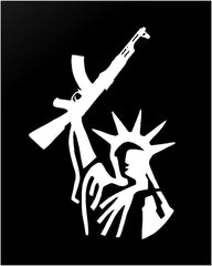 Statue of Liberty with AK Rifle Gun Rights Vinyl Die Cut Vinyl Decal/ Bumper For Windows, Cars, Trucks, Laptops, Etc.