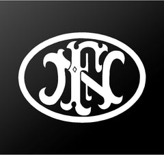 FN Herstal Firearms Pistol Rifle Vinyl Die Cut Vinyl Decal/ Bumper For Windows, Cars, Trucks, Laptops, Etc.