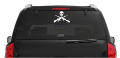 Skull with Crossed Guns Rifle Shotgun Vinyl Die Cut Vinyl Decal/ Bumper For Windows, Cars, Trucks, Laptops, Etc.
