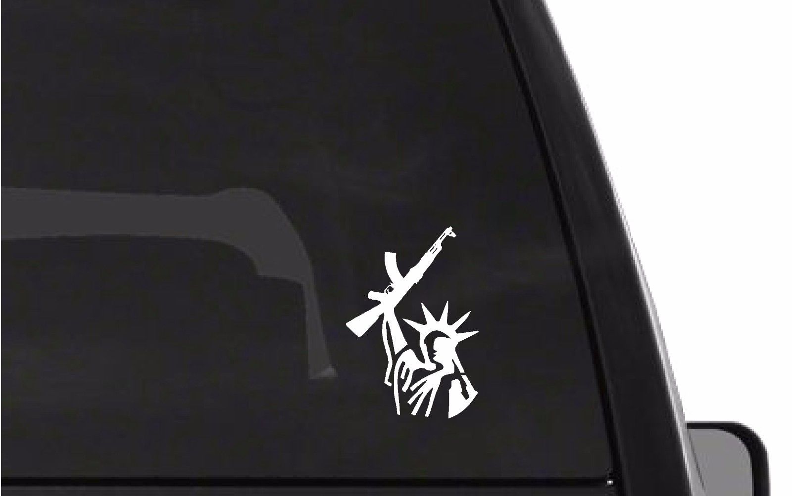 Statue of Liberty with AK Rifle Gun Rights Vinyl Die Cut Vinyl Decal/ Bumper For Windows, Cars, Trucks, Laptops, Etc.