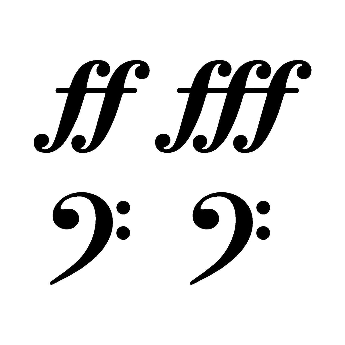 Bass Clef Fortississimo Symbols Vinyl Die Cut Vinyl Decal/ Bumper For Windows, Cars, Trucks, Laptops, Etc.