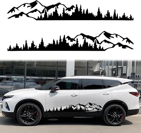2Pcs Universal Mountain Tree Forest Vinyl, Die Cut Vinyl Decal