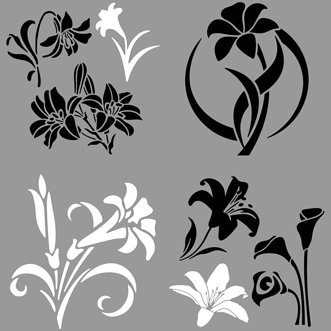 GORGECRAFT 4 Styles Lily Flower Car Sticker, Die Cut Vinyl Decal