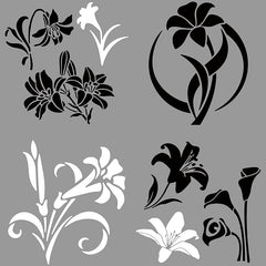 GORGECRAFT 4 Styles Lily Flower Car Sticker, Die Cut Vinyl Decal