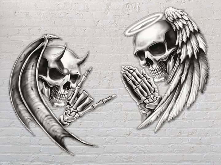 Pack Devil Death Skull Angel Life Skull Bumper Vinyl  Die Cut Vinyl Decal