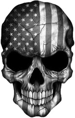 Skull American Flag Black and White Decal Sticker, Die Cut Vinyl Decal
