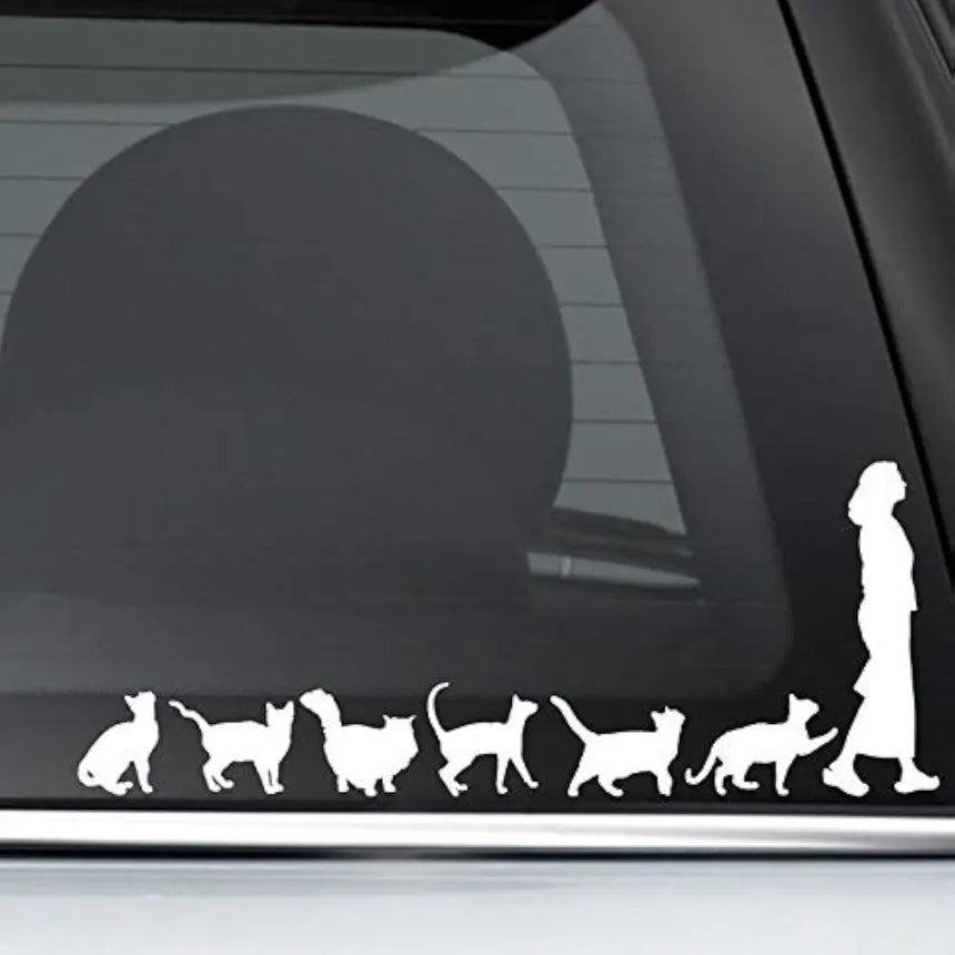 MAF - CAT Lady Cats Follow Woman Decal Die Cut Vinyl Decal