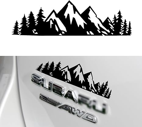 SINGARO Vinyl Snow Mountain Tree Decal Sticker, Die Cut Vinyl Decal