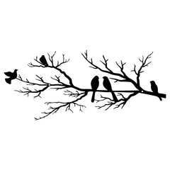 ESTART Metal Birds Wall Art, Metal Vivid Birds on Branch Silhouette Wall Decor Die Cut Vinyl Decal