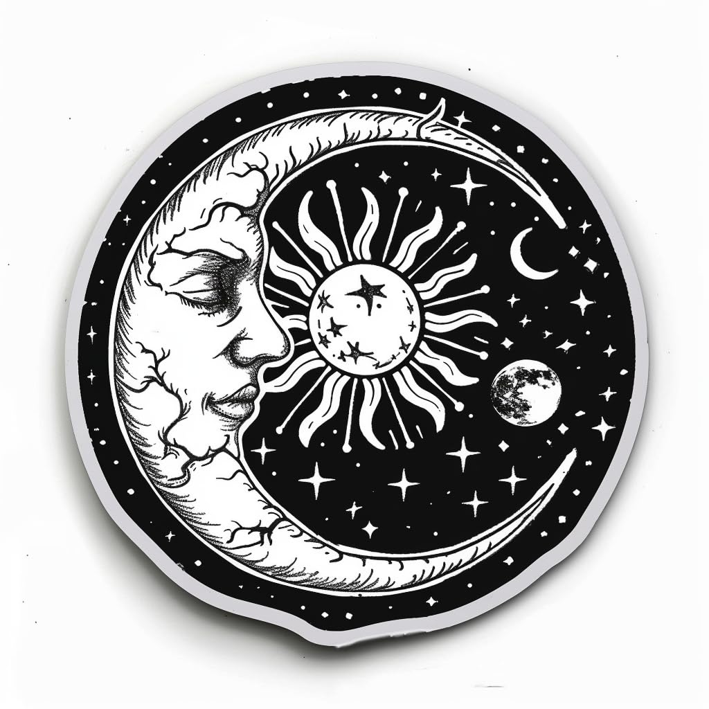 Generic Ying Sun Yang Moon Stars Die Cut Vinyl Decal