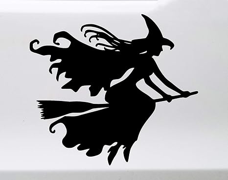 Minglewood Trading Witch on Broom Black Die Cut Vinyl Decal