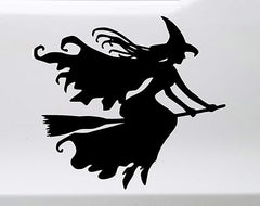 Minglewood Trading Witch on Broom Black Die Cut Vinyl Decal