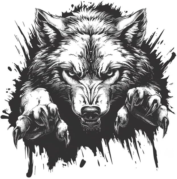 Peeking Wild Wolf with Paws Die Cut Vinyl Decal