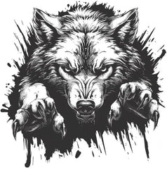 Peeking Wild Wolf with Paws Decals , Die Cut Vinyl Decal