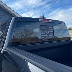 for Tacoma 2016-2023 Rear Middle Window Skull American Flag, Die Cut Vinyl Decal
