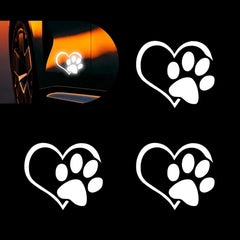 Titgoes Pack-3 Heart Dog Paw Car Decals, Die Cut Vinyl Decal