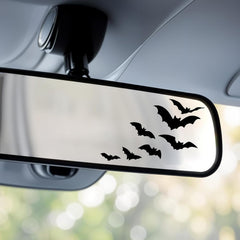 Rearview Mirror Halloween Bat Decal,Vinyl Flying Bats Decals for Window Bumper,Spooky Gothic Bats Stickers for Car Truck Mirror Laptop, Car Window Decoration  Die Cut Vinyl Decal